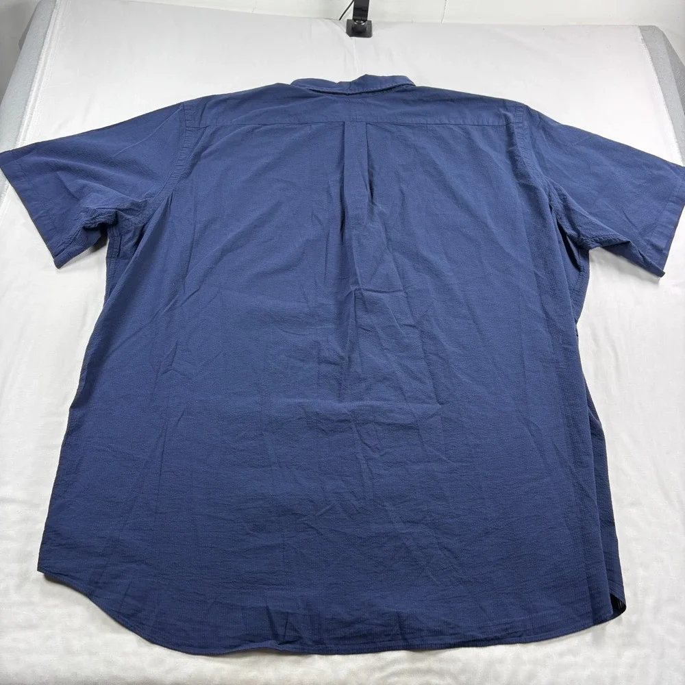 Polo Ralph Lauren Shirt Mens 4XLT Tall Blue Seersucker Button Up Short Sleeve